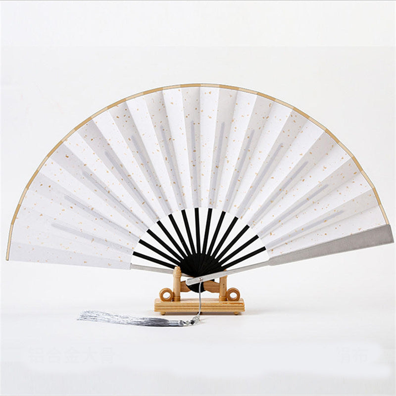 10 Inch Aluminum Alloy Fan Kungfu Fan Metal Bone Bamboo Core Antique Folding Fan